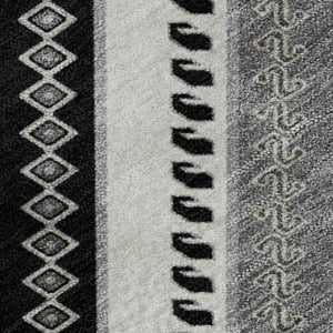 HomeRoots 10' Tribal Washable Area Rug in Black, Gray & Silver - UV Protected, Stain-Resistant, Durable Design! 679258