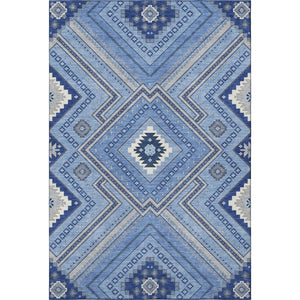 HomeRoots 10' X 14' Blue Ivory Gray Tribal Area Rug – Durable, Washable, UV Protected for High-Traffic Spaces 679264