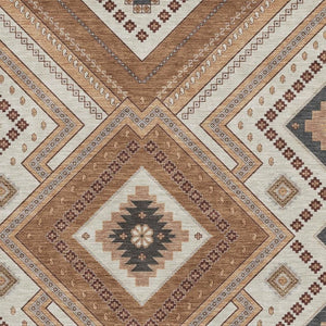 HomeRoots 5' X 8' Stylish Copper Beige & Gray Tribal Washable Area Rug with UV Protection for Homes & Pets 679266