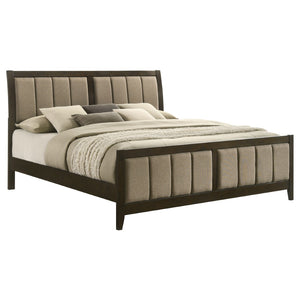 English Elm Clement Channel Tufted Eastern King Upholstered Bed with Warm Cocoa Fabric Panels B062S01705