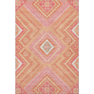 HomeRoots 8' X 10' Coral Pink Tribal Area Rug - Washable, UV-Protected, Stain-Resistant for Busy Homes 679274