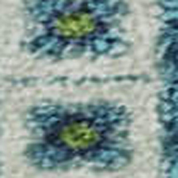 HomeRoots 8' X 10' Vibrant Lime Green, Teal & Ivory Tribal Area Rug - UV Protected & Stain-Resistant Design 679292