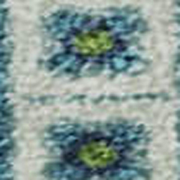 HomeRoots 9' X 12' Vibrant Lime Green, Teal & Ivory Tribal Area Rug - Stain Resistant, UV Protected & Washable! 679293