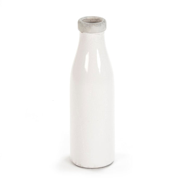 Zentique Distressed Crackle White Vase with Aged Glaze — Timeless Ceramic Accent for Fresh or Dried Blooms W6 x H19.5 x D6 6792L A369A