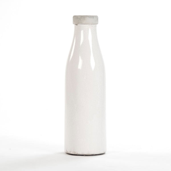 Zentique Distressed Crackle White Vase with Aged Glaze — Timeless Ceramic Accent for Fresh or Dried Blooms W6 x H19.5 x D6 6792L A369A