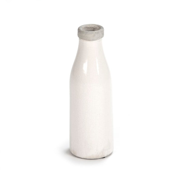 Zentique Distressed Crackle White Vase with Aged Glaze — Timeless Ceramic Accent for Fresh or Dried Blooms W5 x H15.5 x D5 6792M A369A