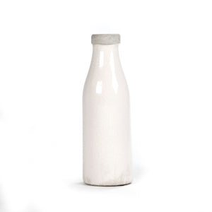 Zentique Distressed Crackle White Vase with Aged Glaze — Timeless Ceramic Accent for Fresh or Dried Blooms W5 x H15.5 x D5 6792M A369A