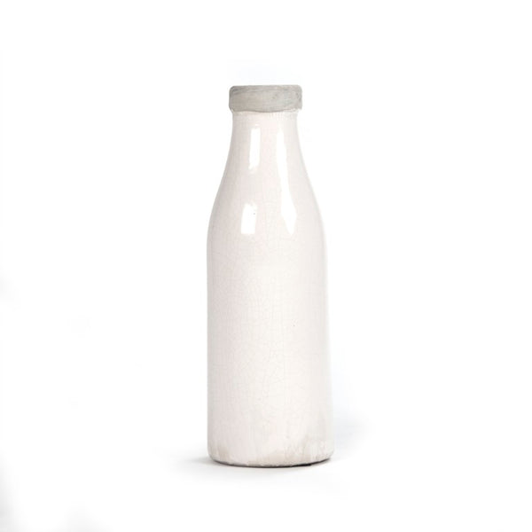 Zentique Distressed Crackle White Vase with Aged Glaze — Timeless Ceramic Accent for Fresh or Dried Blooms W5 x H15.5 x D5 6792M A369A