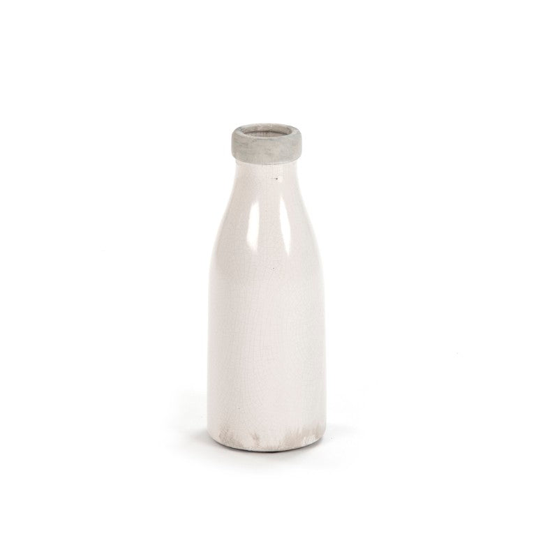 Distressed Crackle White Smooth Vase