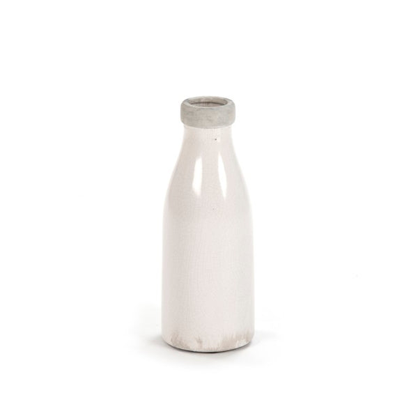 Zentique Distressed Crackle White Vase with Aged Glaze — Timeless Ceramic Accent for Fresh or Dried Blooms W4.5 x H12 x D4.5 6792S A369