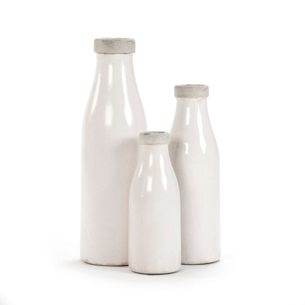 Zentique Distressed Crackle White Vase with Aged Glaze — Timeless Ceramic Accent for Fresh or Dried Blooms W4.5 x H12 x D4.5 6792S A369