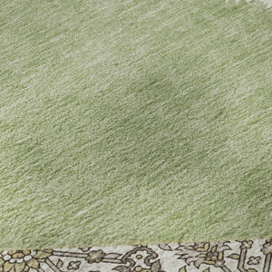 HomeRoots 8' Artichoke Green Beige and Gray Washable Round Rug - Stylish, Durable, and UV-Protected Design! 679321