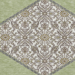 HomeRoots 10' X 14' Artichoke Green Beige Gray Area Rug – Washable, UV-Protected, Ideal for Busy Homes 679324
