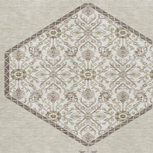 HomeRoots 5' X 8' Beige Ivory Brown Oriental Washable Area Rug with UV Protection for Busy Households 679326