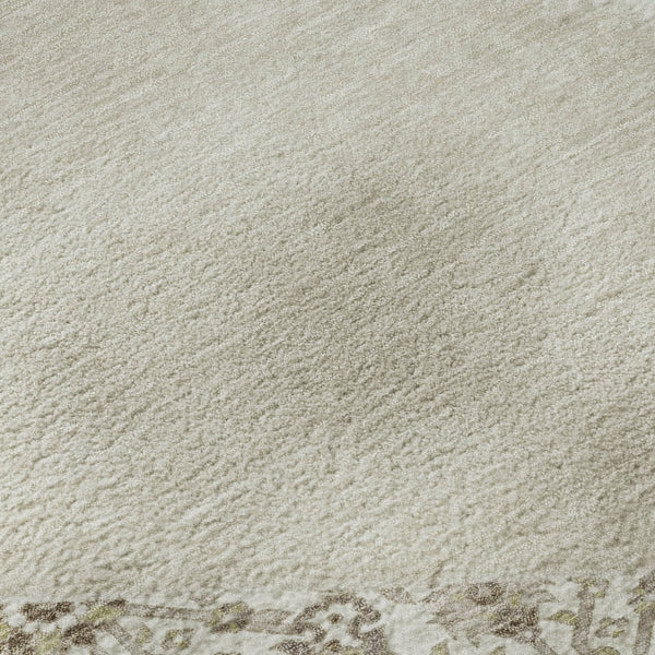 HomeRoots 8' Beige Ivory and Brown Oriental Round Rug - Washable, UV Protected, Perfect for Busy Homes 679327