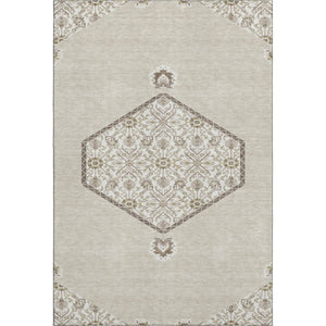 HomeRoots 9' X 12' Stylish Beige, Ivory & Brown Oriental Washable Area Rug - UV Protection & Stain Resistant! 679329