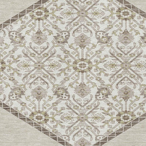 HomeRoots 9' X 12' Stylish Beige, Ivory & Brown Oriental Washable Area Rug - UV Protection & Stain Resistant! 679329