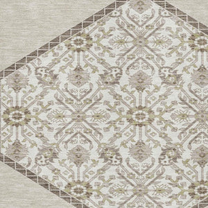 HomeRoots 10' X 14' Beige Ivory Brown Oriental Area Rug – Stylish, Washable, UV Protected for Busy Homes! 679330