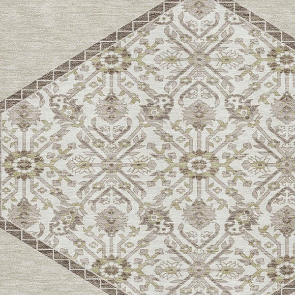 HomeRoots 10' X 14' Beige Ivory Brown Oriental Area Rug – Stylish, Washable, UV Protected for Busy Homes! 679330