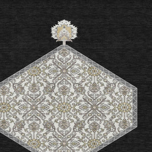 HomeRoots 5' X 8' Elegant Black Ivory Gold Oriental Washable Rug with UV Protection for Homes with Kids & Pets 679332