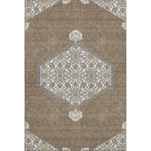 HomeRoots 8' X 10' Brown Beige Gray Oriental Washable Area Rug - Durable, Stylish, UV-Resistant for Homes 679340