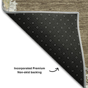HomeRoots 8' X 10' Brown Beige Gray Oriental Washable Area Rug - Durable, Stylish, UV-Resistant for Homes 679340