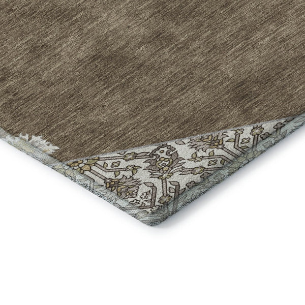 HomeRoots 8' X 10' Brown Beige Gray Oriental Washable Area Rug - Durable, Stylish, UV-Resistant for Homes 679340