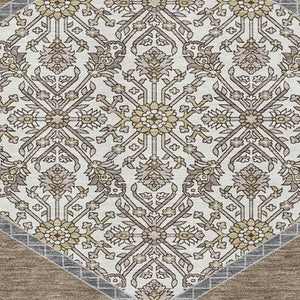 HomeRoots 8' X 10' Brown Beige Gray Oriental Washable Area Rug - Durable, Stylish, UV-Resistant for Homes 679340