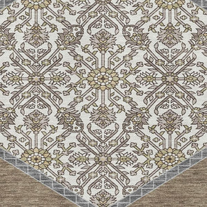 HomeRoots 9' X 12' Brown Beige and Gray Oriental Area Rug - Durable, Washable, UV-Protected for High-Traffic Homes 679341