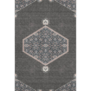 HomeRoots 5' X 8' Charcoal Gray & Ivory Oriental Area Rug - UV Protected, Stain Resistant, Durable Design 679344