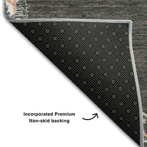 HomeRoots 5' X 8' Charcoal Gray & Ivory Oriental Area Rug - UV Protected, Stain Resistant, Durable Design 679344