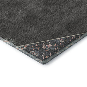 HomeRoots 5' X 8' Charcoal Gray & Ivory Oriental Area Rug - UV Protected, Stain Resistant, Durable Design 679344