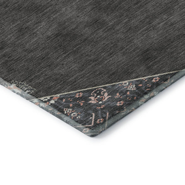 HomeRoots 5' X 8' Charcoal Gray & Ivory Oriental Area Rug - UV Protected, Stain Resistant, Durable Design 679344