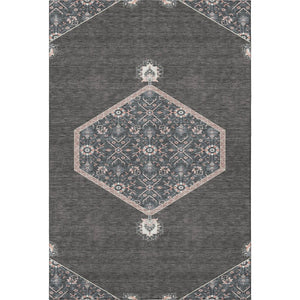 HomeRoots 5' X 8' Charcoal Gray & Ivory Oriental Area Rug - UV Protected, Stain Resistant, Durable Design 679344