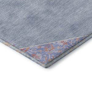 HomeRoots 8' X 10' Washable Oriental Area Rug in Denim Blue, Coral, & Wheat - UV Protected, Stain Resistant, Durable 679352