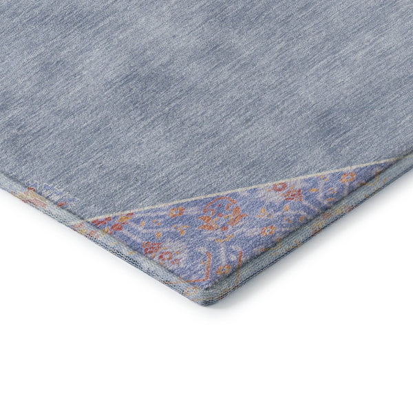 HomeRoots 8' X 10' Washable Oriental Area Rug in Denim Blue, Coral, & Wheat - UV Protected, Stain Resistant, Durable 679352