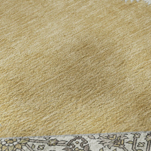 HomeRoots 8' Gold Ivory and Gray Oriental Washable Round Rug - Stylish, Durable, Easy-Care for Busy Homes 679357