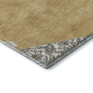 HomeRoots 9' X 12' Gold Ivory Gray Oriental Area Rug - Washable, Durable, UV Protected for Stylish Spaces 679359