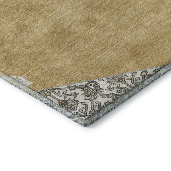 HomeRoots 9' X 12' Gold Ivory Gray Oriental Area Rug - Washable, Durable, UV Protected for Stylish Spaces 679359