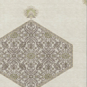 HomeRoots 5' X 8' Washable Ivory Beige & Gray Oriental Area Rug with UV Protection for Elegant Living Spaces 679362