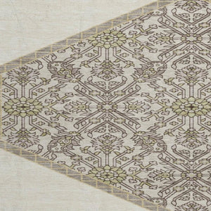 HomeRoots 8' Ivory Beige and Gray Oriental Round Rug - Washable, UV Protected, Durable for Homes with Kids & Pets 679363