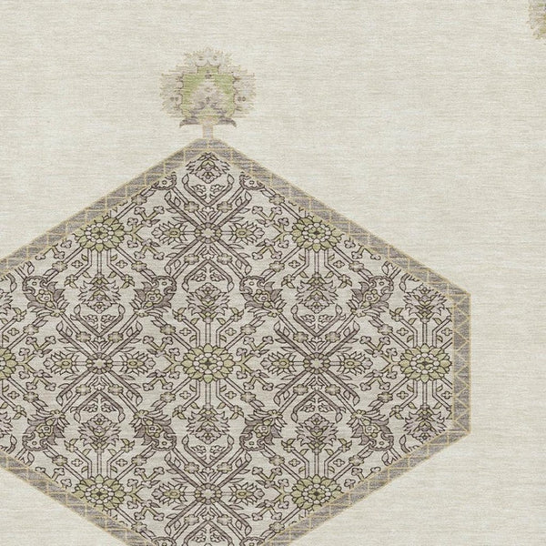 HomeRoots 8' X 10' Elegant Ivory, Beige & Gray Oriental Washable Rug with UV Protection for Homes & Families 679364