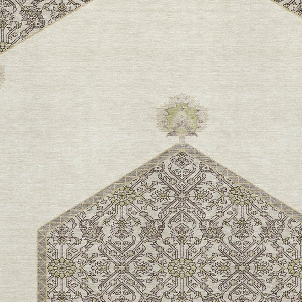 HomeRoots 9' X 12' Ivory Beige & Gray Oriental Area Rug – Washable, UV-Protected, Stain Resistant & Stylish 679365