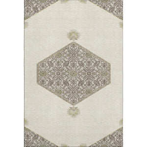 HomeRoots 10' Stylish Ivory Beige & Gray Oriental Washable Area Rug - UV Protected, Stain Resistant & Durable! 679366