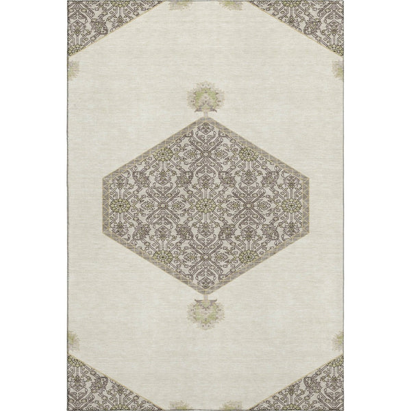 HomeRoots 10' Stylish Ivory Beige & Gray Oriental Washable Area Rug - UV Protected, Stain Resistant & Durable! 679366