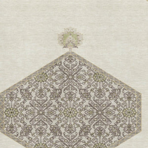 HomeRoots 10' Stylish Ivory Beige & Gray Oriental Washable Area Rug - UV Protected, Stain Resistant & Durable! 679366