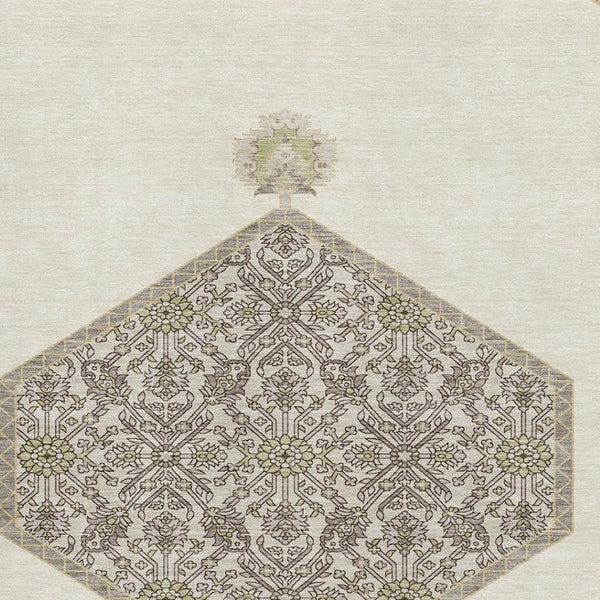 HomeRoots 10' Stylish Ivory Beige & Gray Oriental Washable Area Rug - UV Protected, Stain Resistant & Durable! 679366