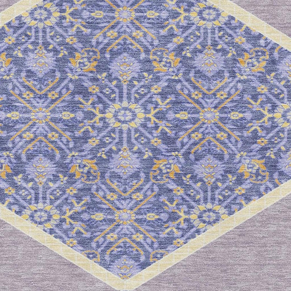 HomeRoots 5' X 8' Elegant Lavender, Blue, and Gold Oriental Area Rug - Washable, UV Protected & Stain Resistant 679368