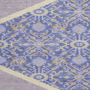 HomeRoots 8' Elegant Lavender Blue and Gold Oriental Round Rug - UV Protected, Washable, Durable Design! 679369