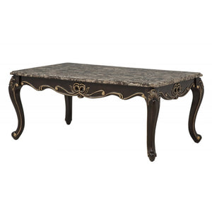 English Elm Traditional Faux Marble Coffee Table with Gold Inlay Cabriole Legs for Formal Living Rooms B011P457605